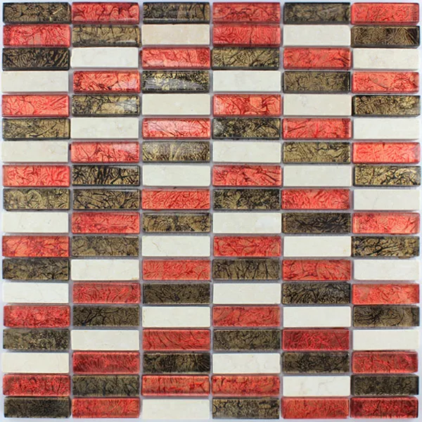 Mosaico Vetro Marmo Rosso Marrone Mix Maglia