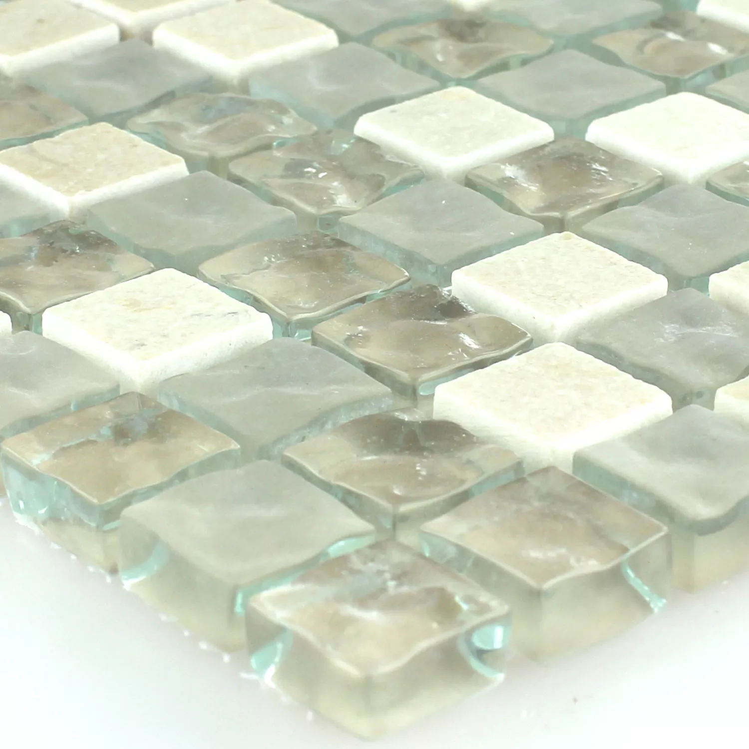 Muster von Mosaikfliesen Glas Marmor Barbuda Creme