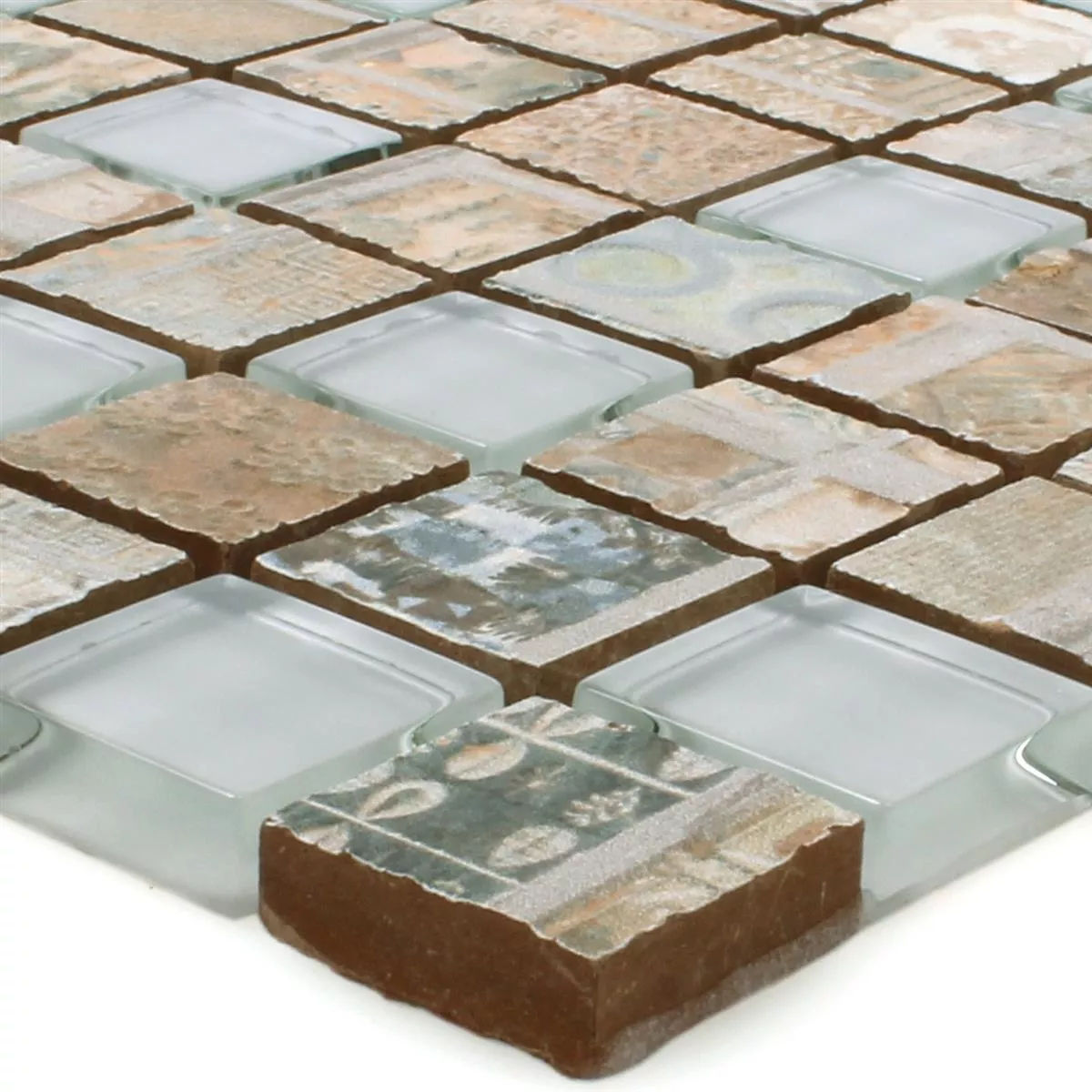 Mosaico Vetro Ceramica Bellevue Marrone Quadrat