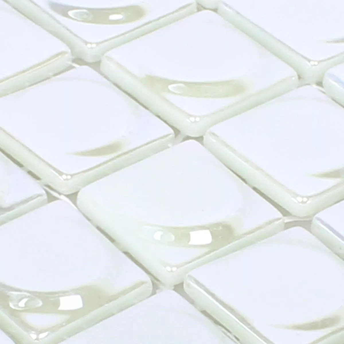 Muster von Glasmosaik Fliesen Accra Weiß 3D Rund