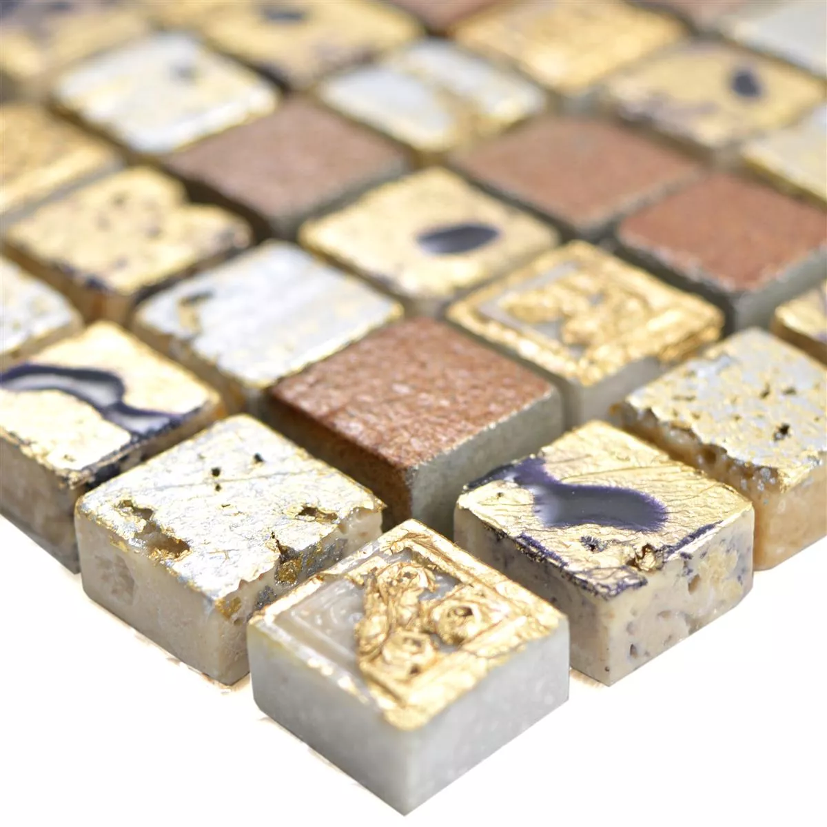 Naturstein Resin Mosaikfliesen Lucky Gold Bronze Naturstein Resin Mosaikfliesen Lucky Gold Bronze