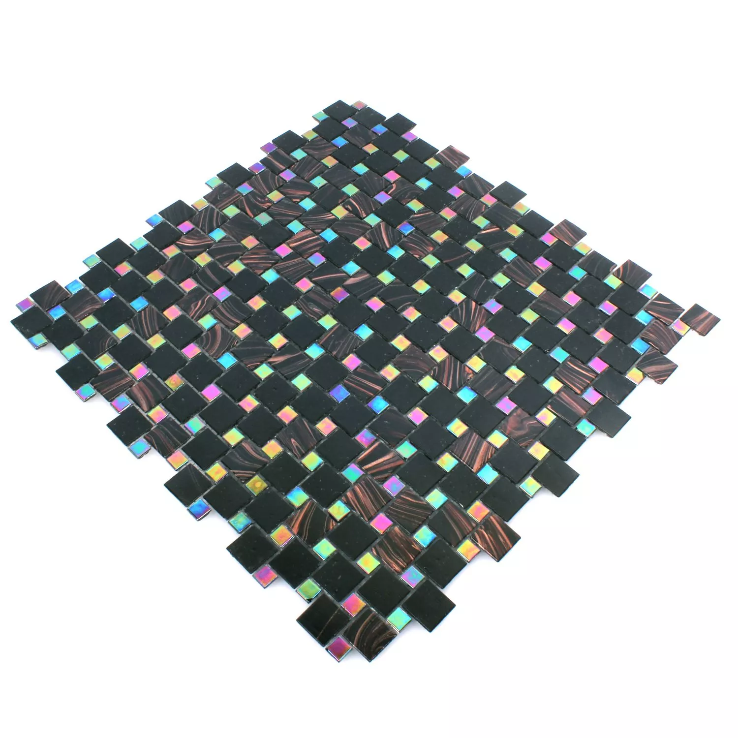 Muster von Mosaikfliesen Glas Tahiti Braun Schwarz Metallic