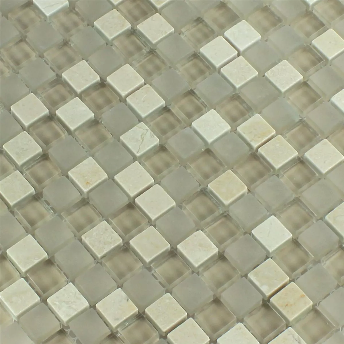 Mosaico Vetro Marmo Barbuda Crema 15x15x8mm