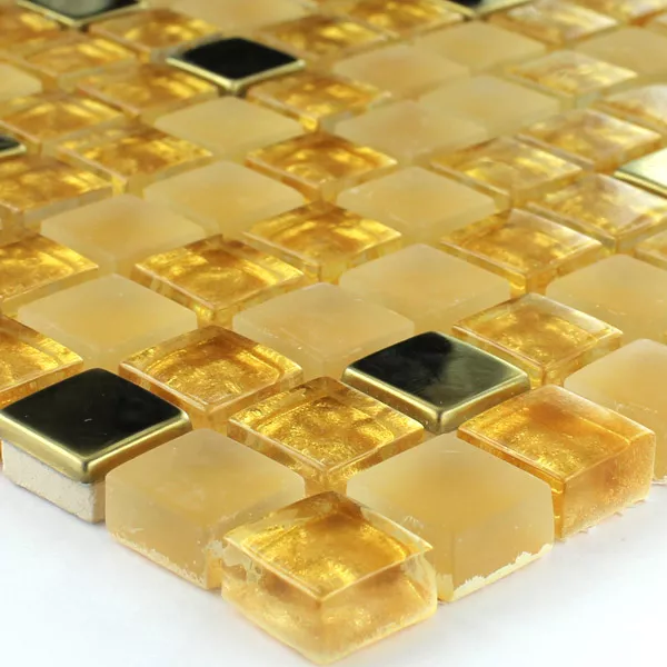 Glas Edelstahl Metall Mosaik Fliesen Gold