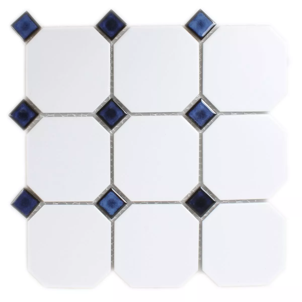 Mosaico Ceramica Octagon Bianco Blu Mix