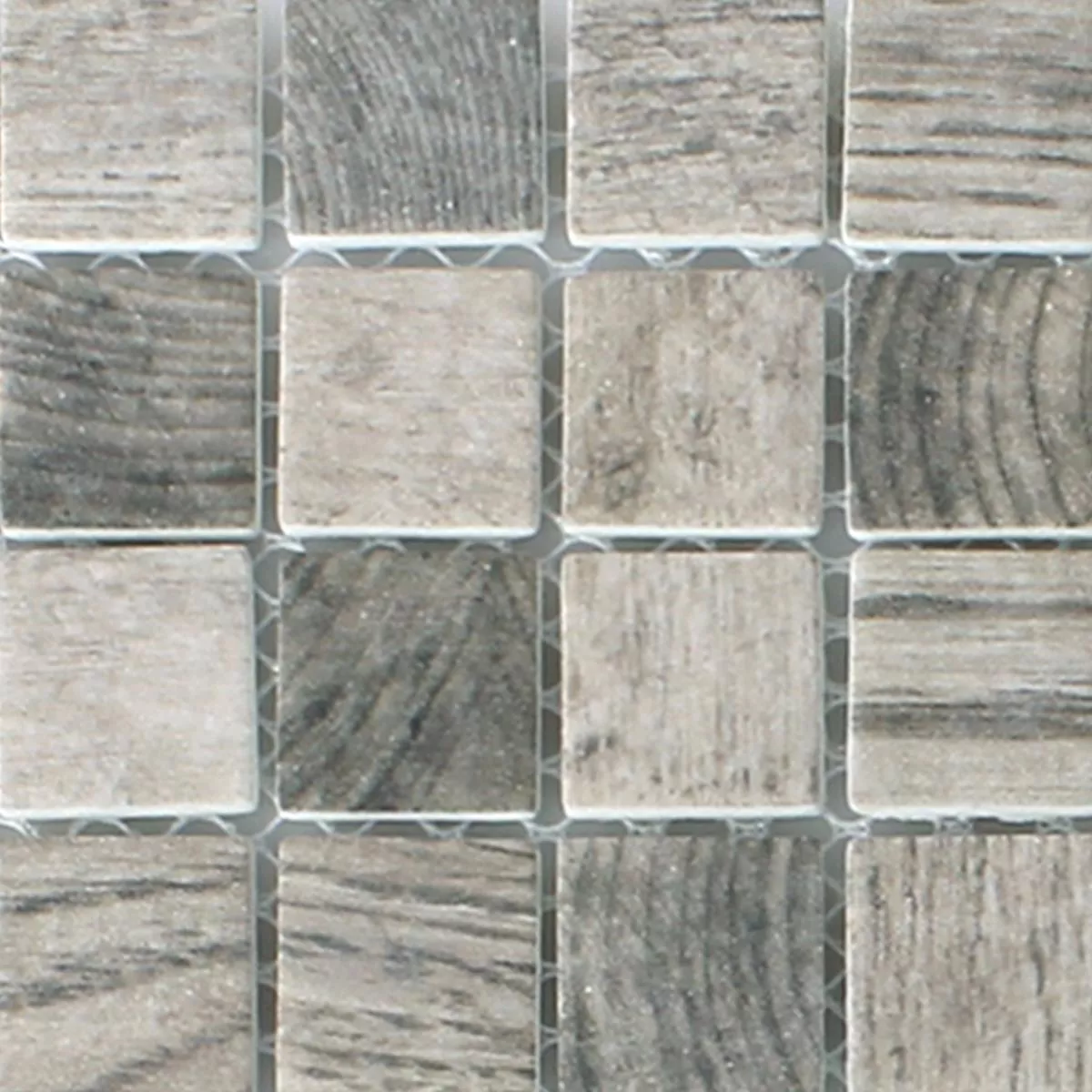 Campione Mosaico Vetro Valetta Struttura Legno Grigio Beige