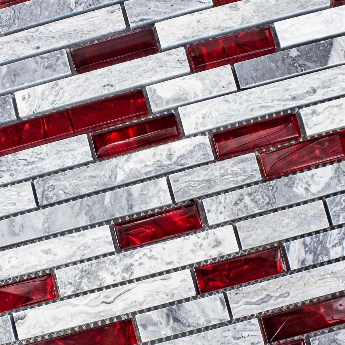 Muster von Glas Naturstein Mosaik Fliesen Sinop Grau Rot Brick