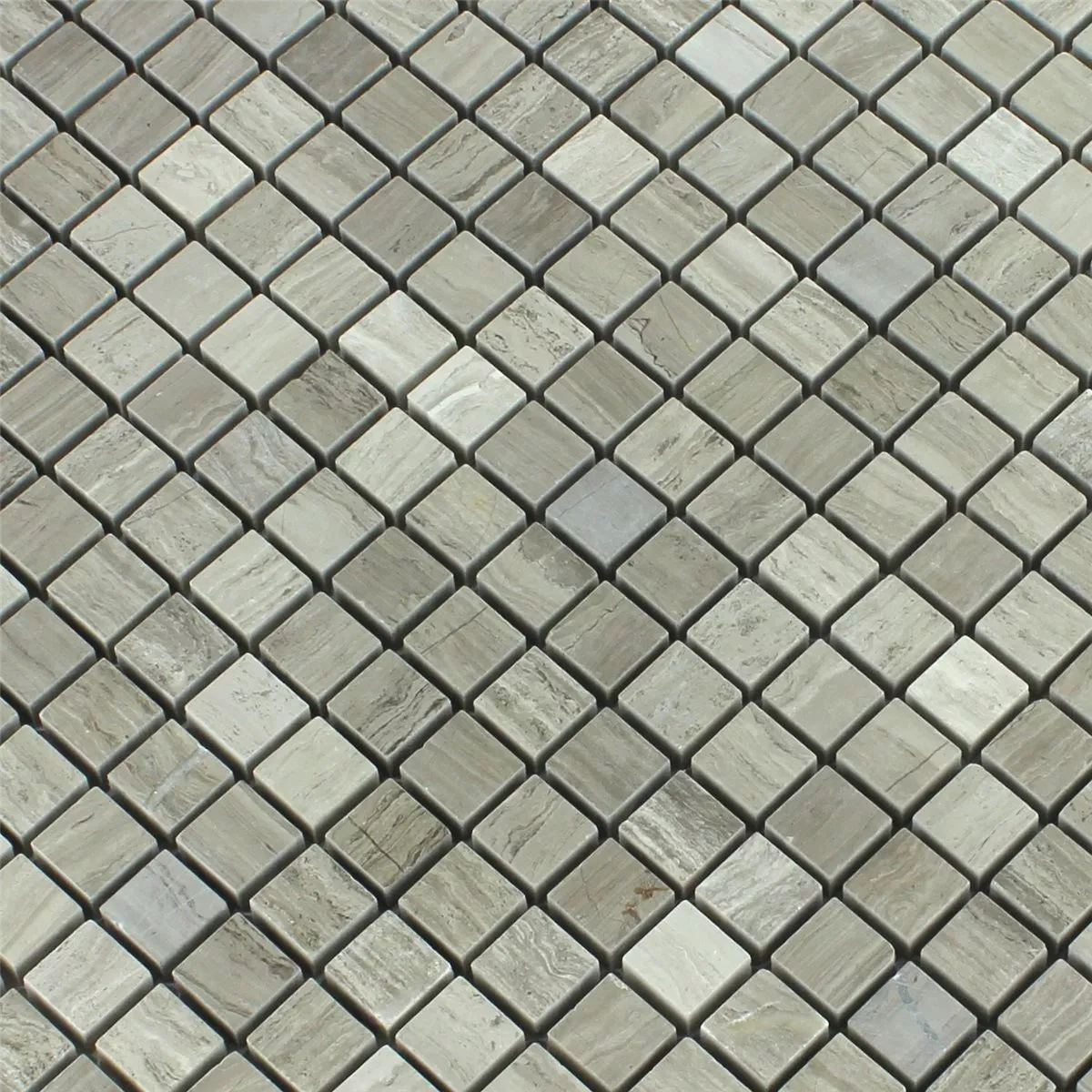Mosaikfliesen Marmor 15x15x8mm Schlamm Grau Poliert