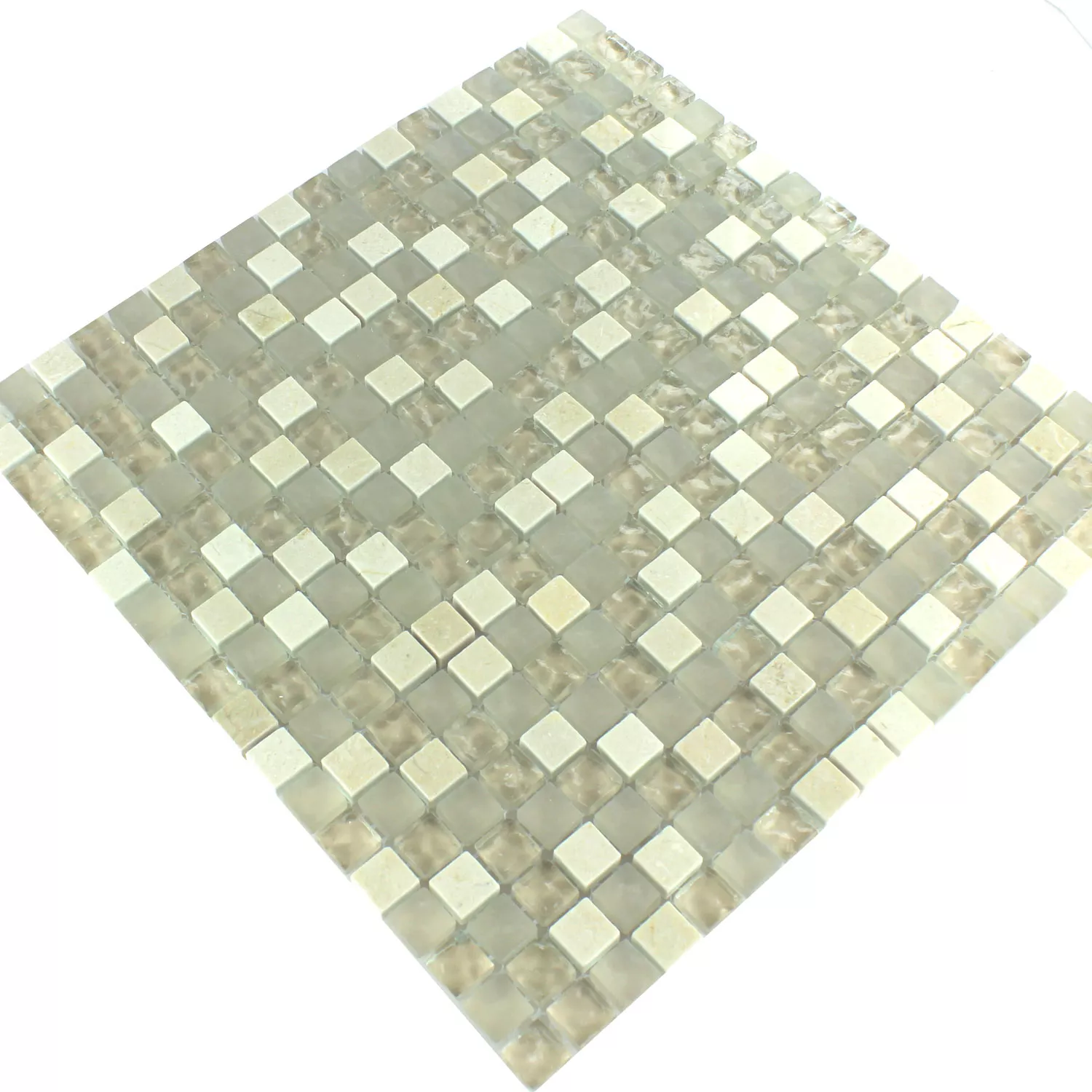 Muster von Mosaikfliesen Glas Marmor Barbuda Creme