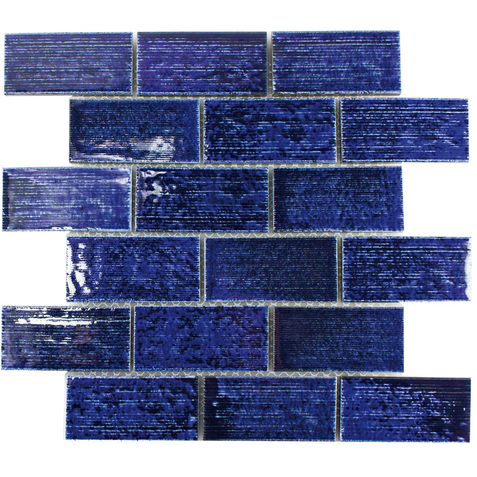 Campione Ceramica Mosaico Bangor Lucida Blu Rettangolo