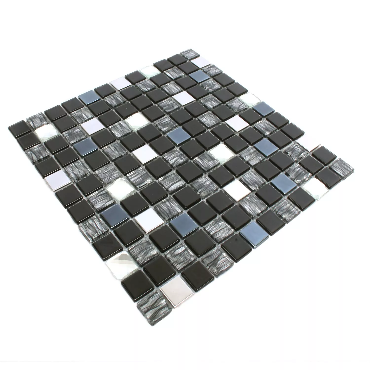 Campione Mosaico Malaya Nero Argento Quadrat