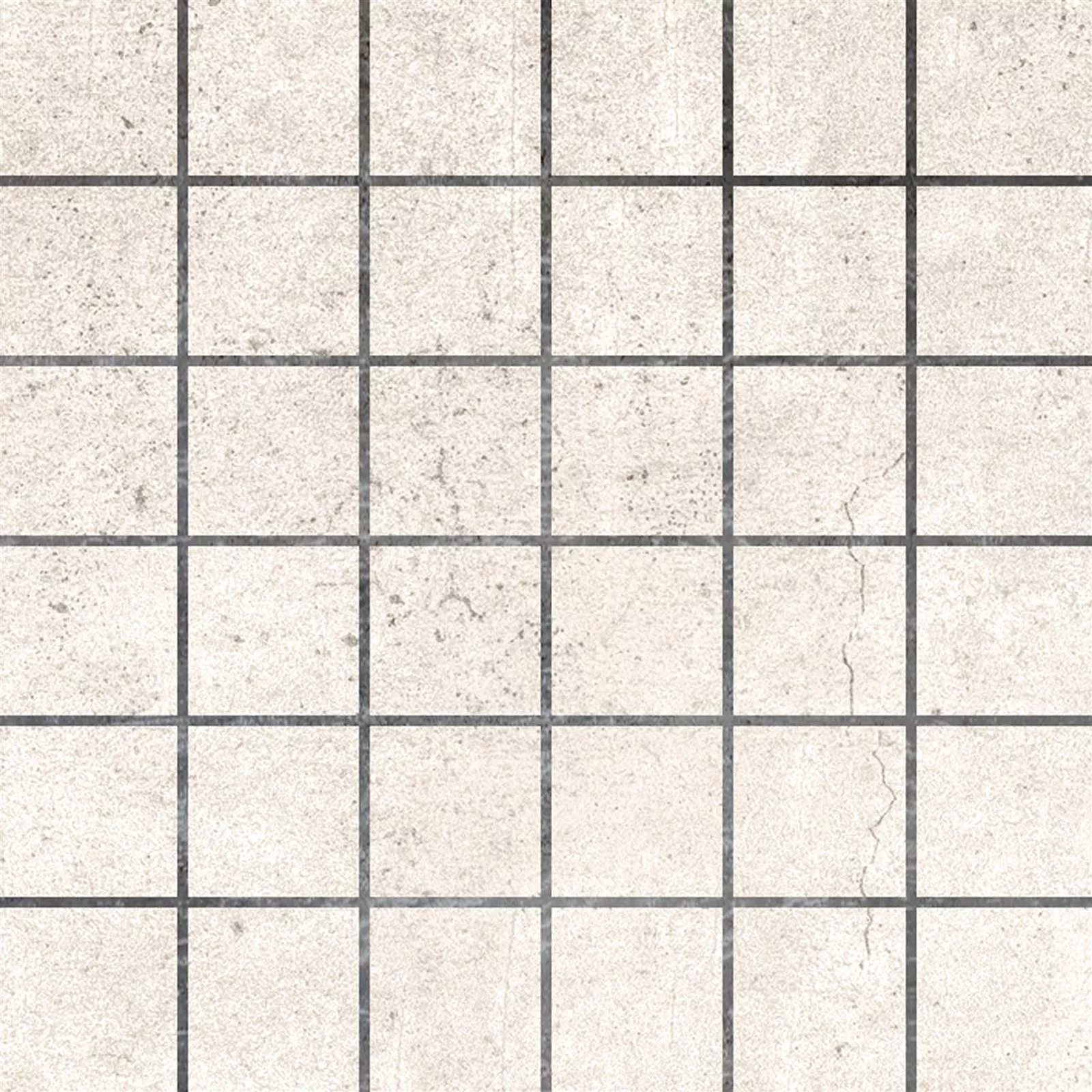 Mosaikfliese Jamaica Betonoptik Creme Weiß Quadrat
