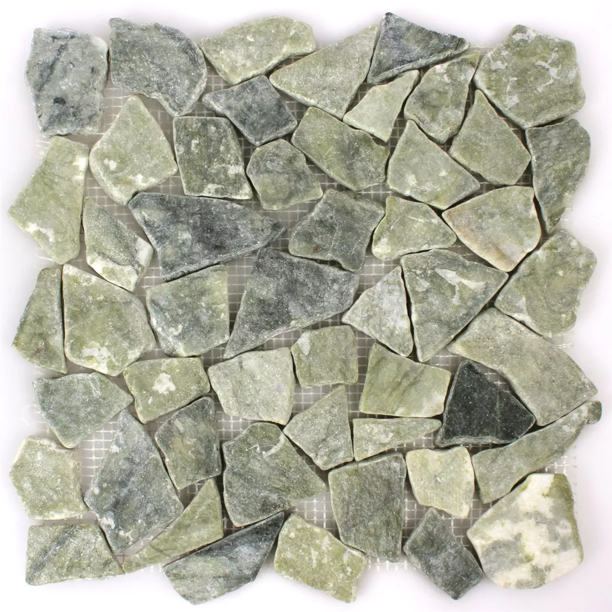 Campione Mosaico Marmo Rotte Piastrelle Grigio Verde