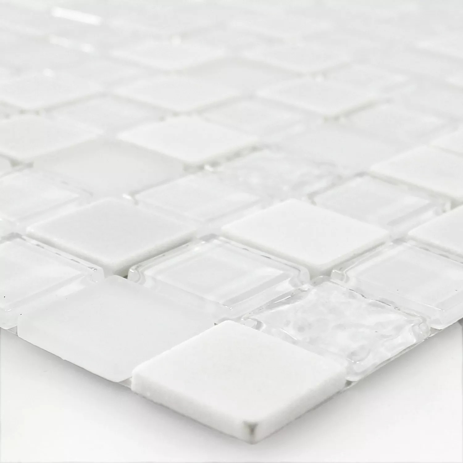 Selbstklebende Mosaik Naturstein Glas Mix Weiss