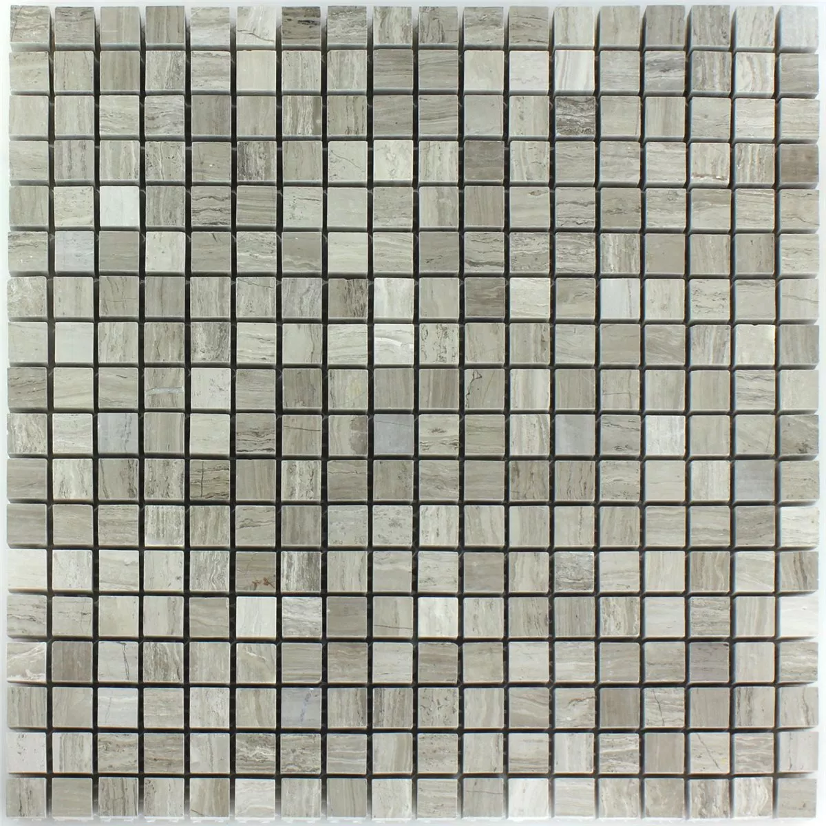 Mosaikfliesen Marmor 15x15x8mm Schlamm Grau Poliert
