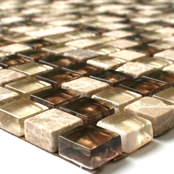 Mosaikfliesen Glas Marmor Naturstein Beige Gold