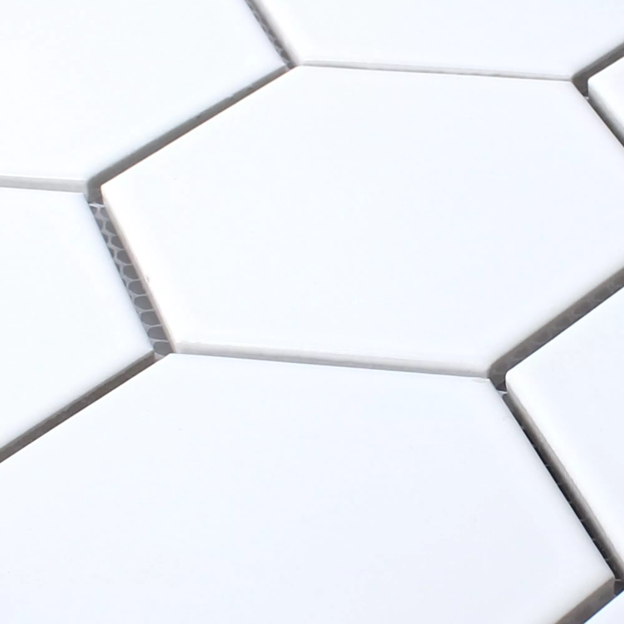 Muster von Keramik Mosaikfliesen Hexagon Salamanca Weiß Matt H95