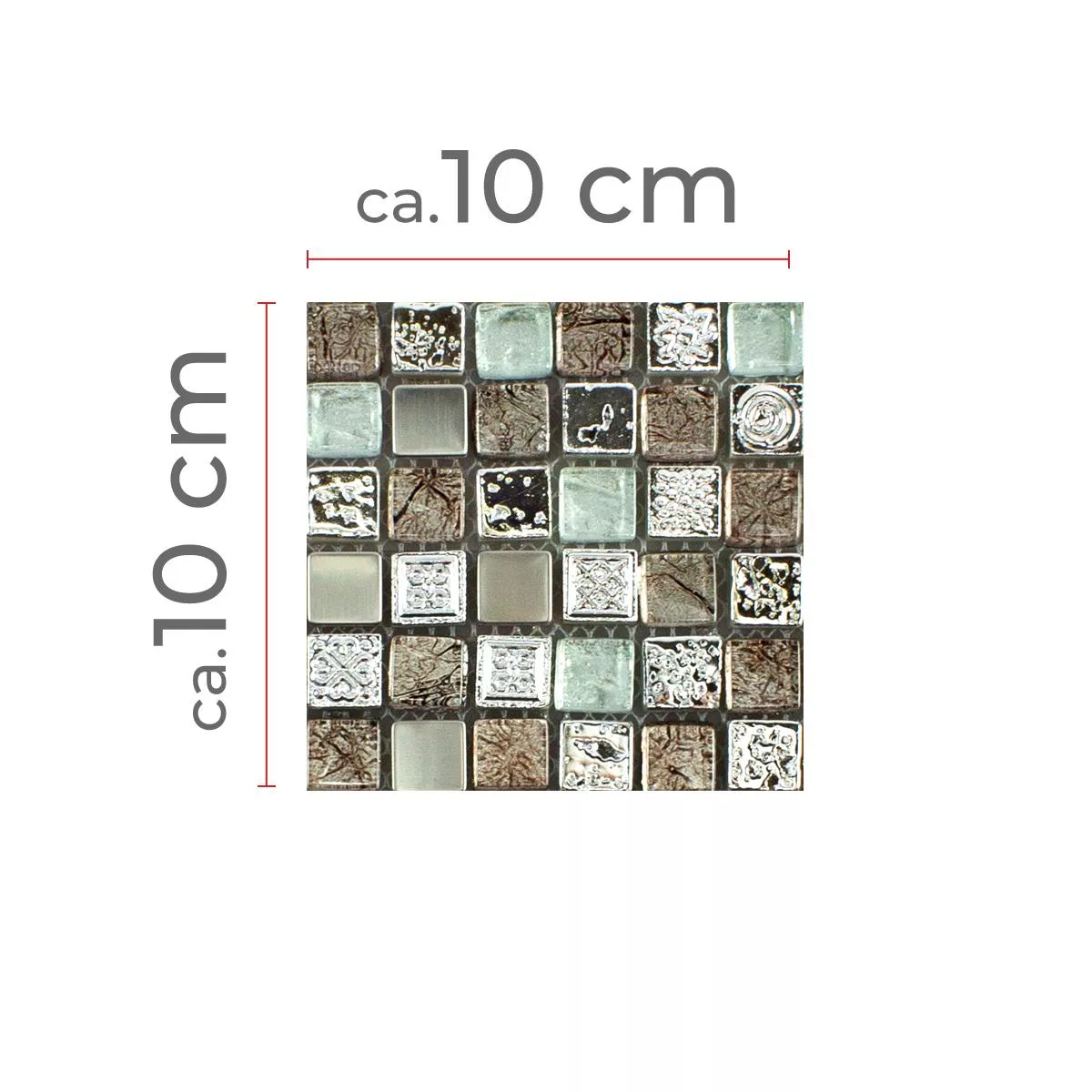 Muster von Glas Resin Metall Mosaikfliese Falco Braun Silber