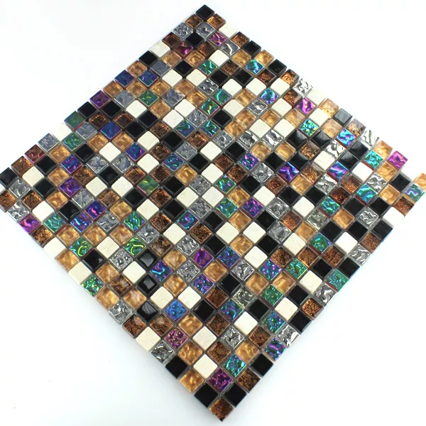 Mosaico Vetro Marmo Colorato Mix 15x15x8mm