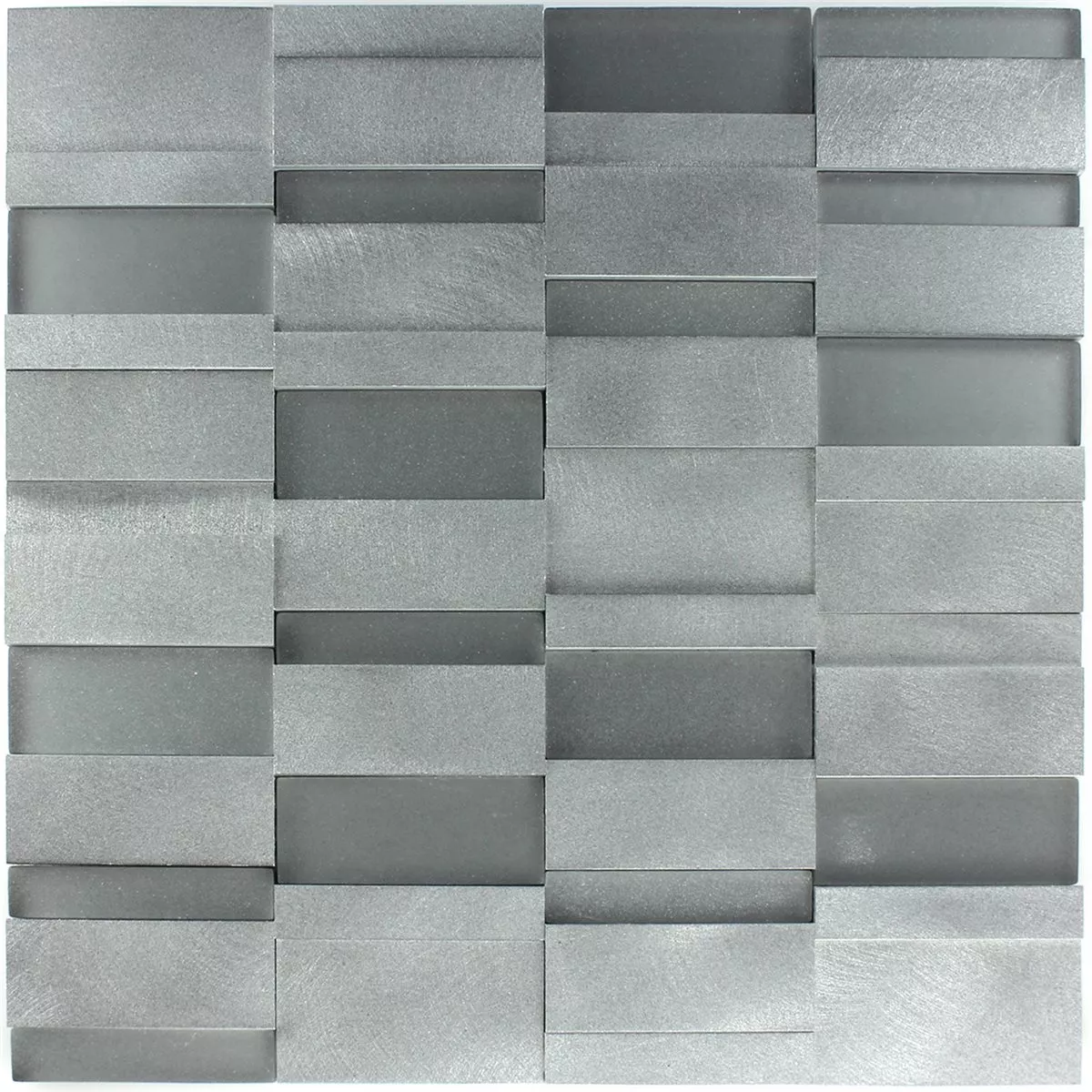 Muster von Mosaikfliesen Glas Metall Silber Mix