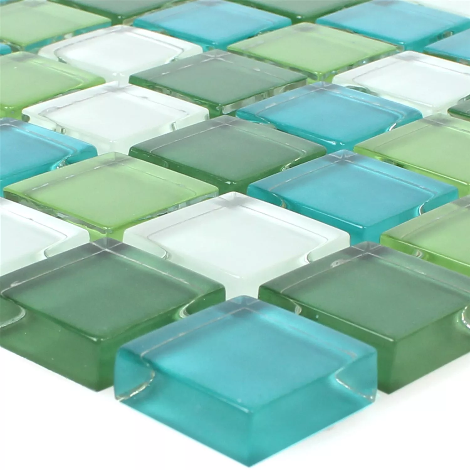 Muster von Mosaikfliesen Glas Palmas Grün Weiss