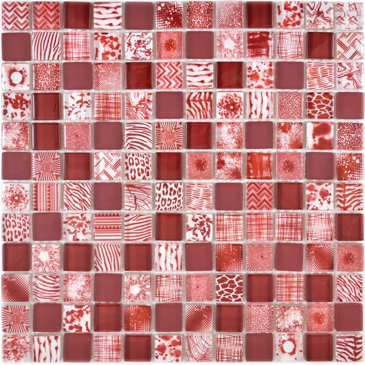 Mosaico Di Vetro Piastrelle Cornelia Ottica Retrò Rosso