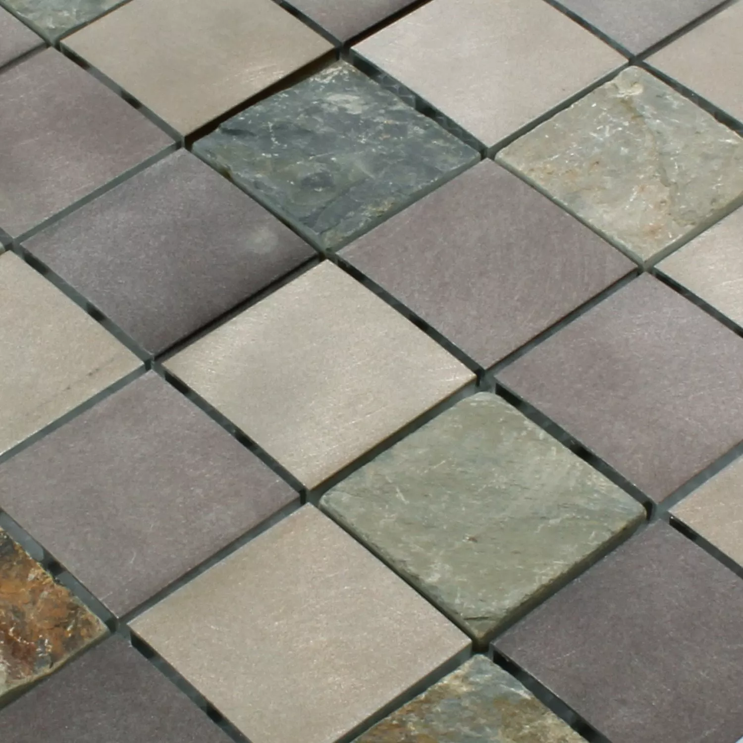 Campione Mosaico Pietra Naturale Alluminio Moon Marrone