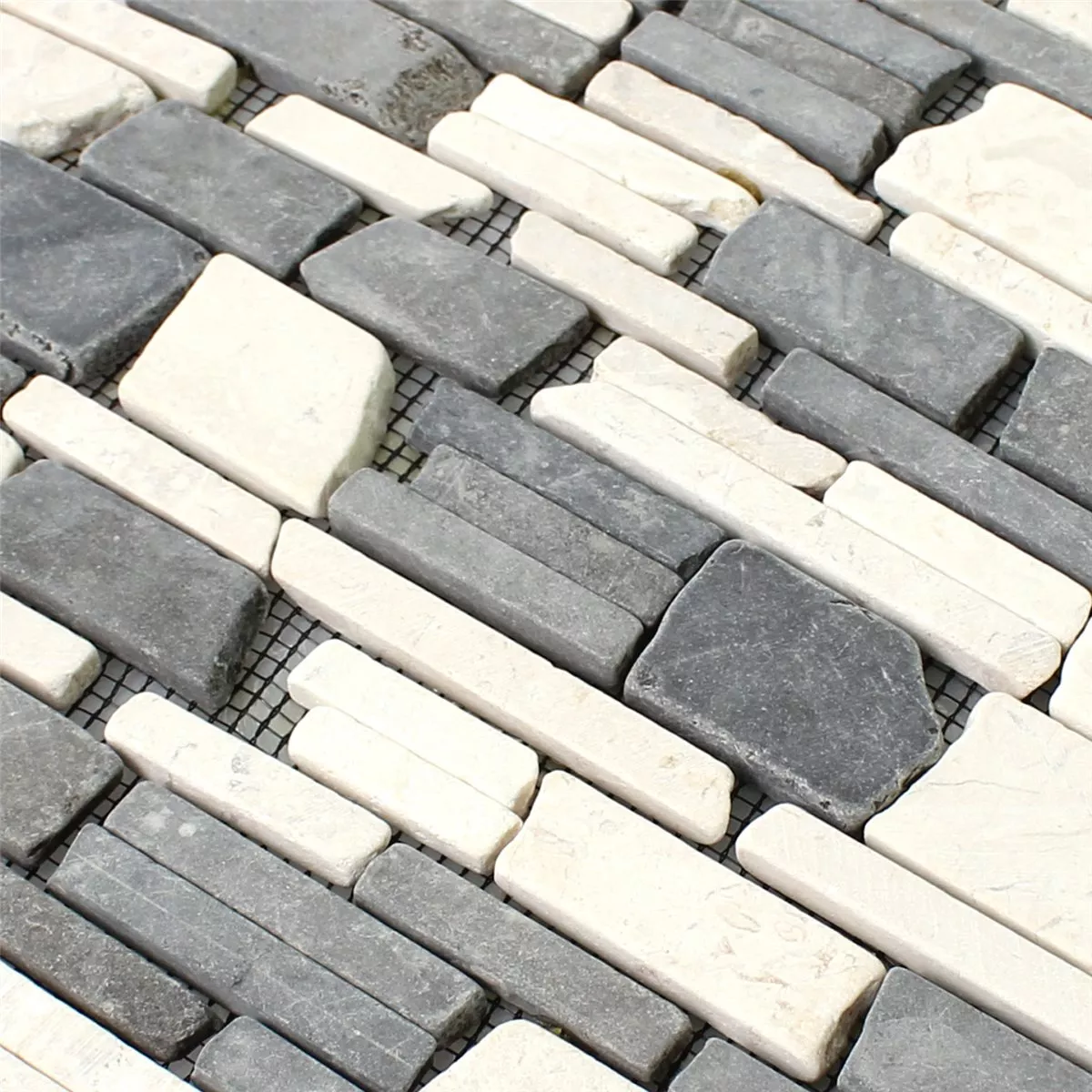 Mosaikfliesen Marmor Naturstein Brick Biancone Java