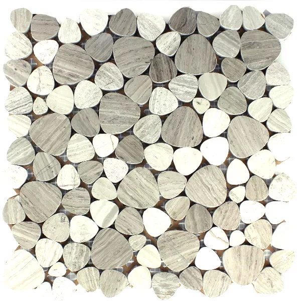 Mosaikfliesen Marmor Flusskiesel Grau Poliert