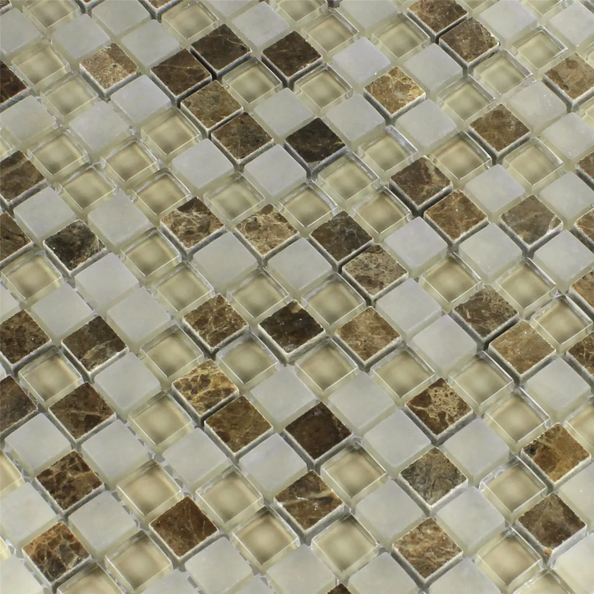 Muster von Mosaikfliesen Glas Marmor Quebeck Braun 