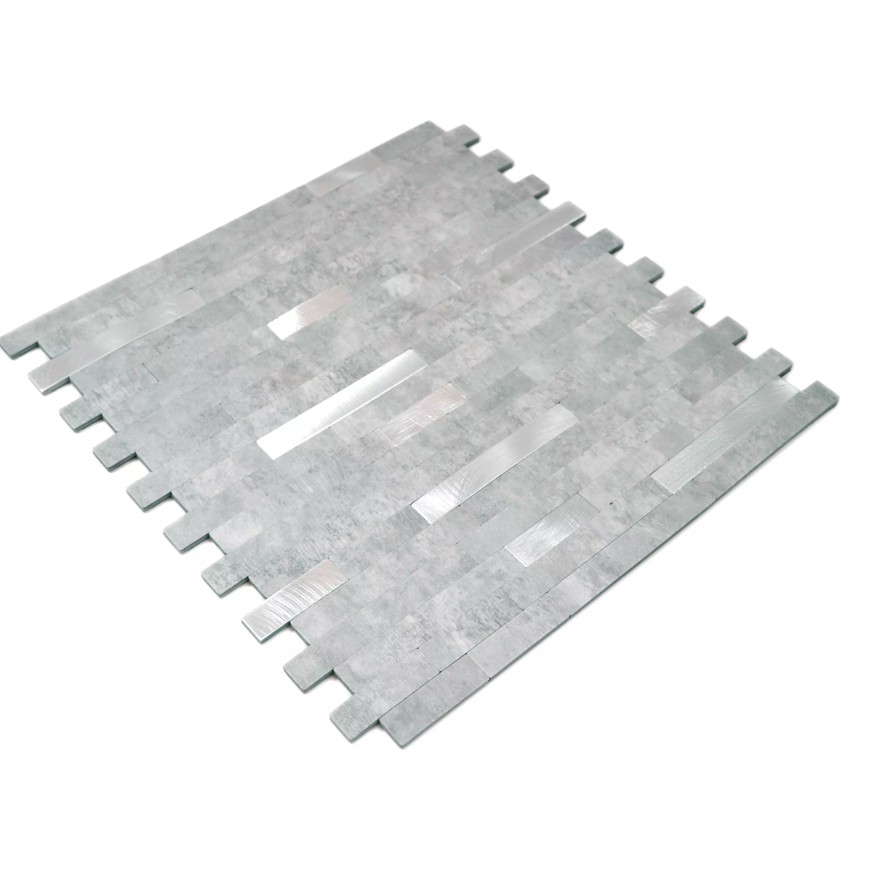 Muster von Vinyl Mosaikfliesen Maywald Selbstklebend Grau Silber