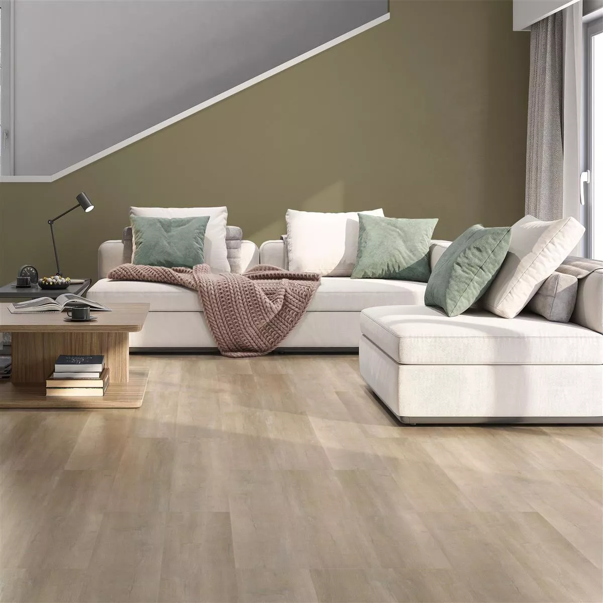 Piastrelle In Vinile Sistema A Clic Delano Beige Chiaro 17,2x121cm