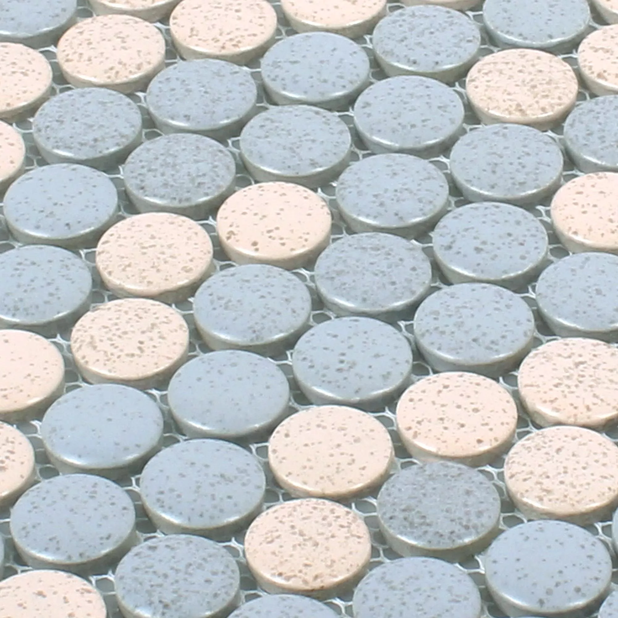 Muster von Knopf Mosaikfliesen Keramik Brillo Beige Grau