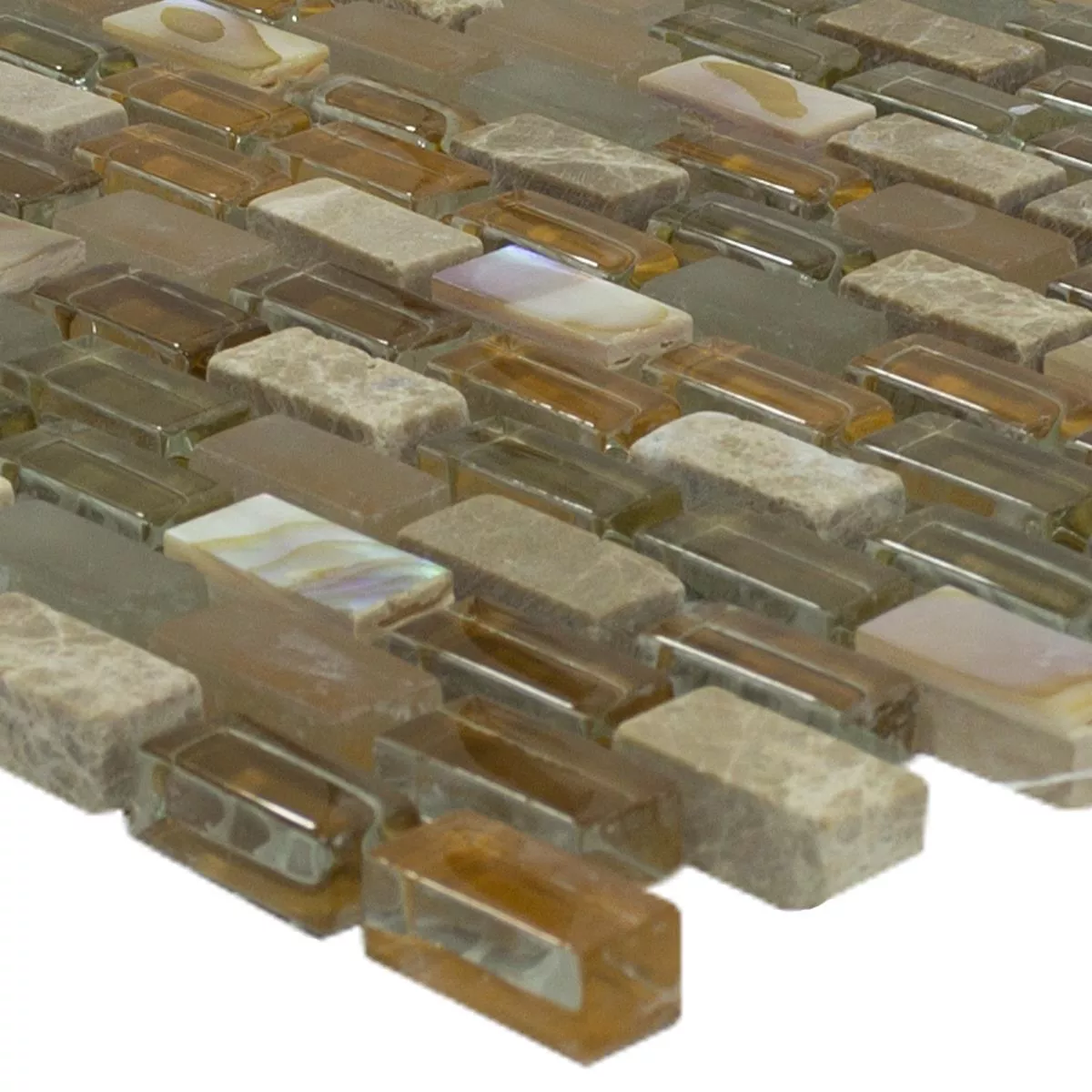 Glas Naturstein Mosaik Zafferana Braun Beige