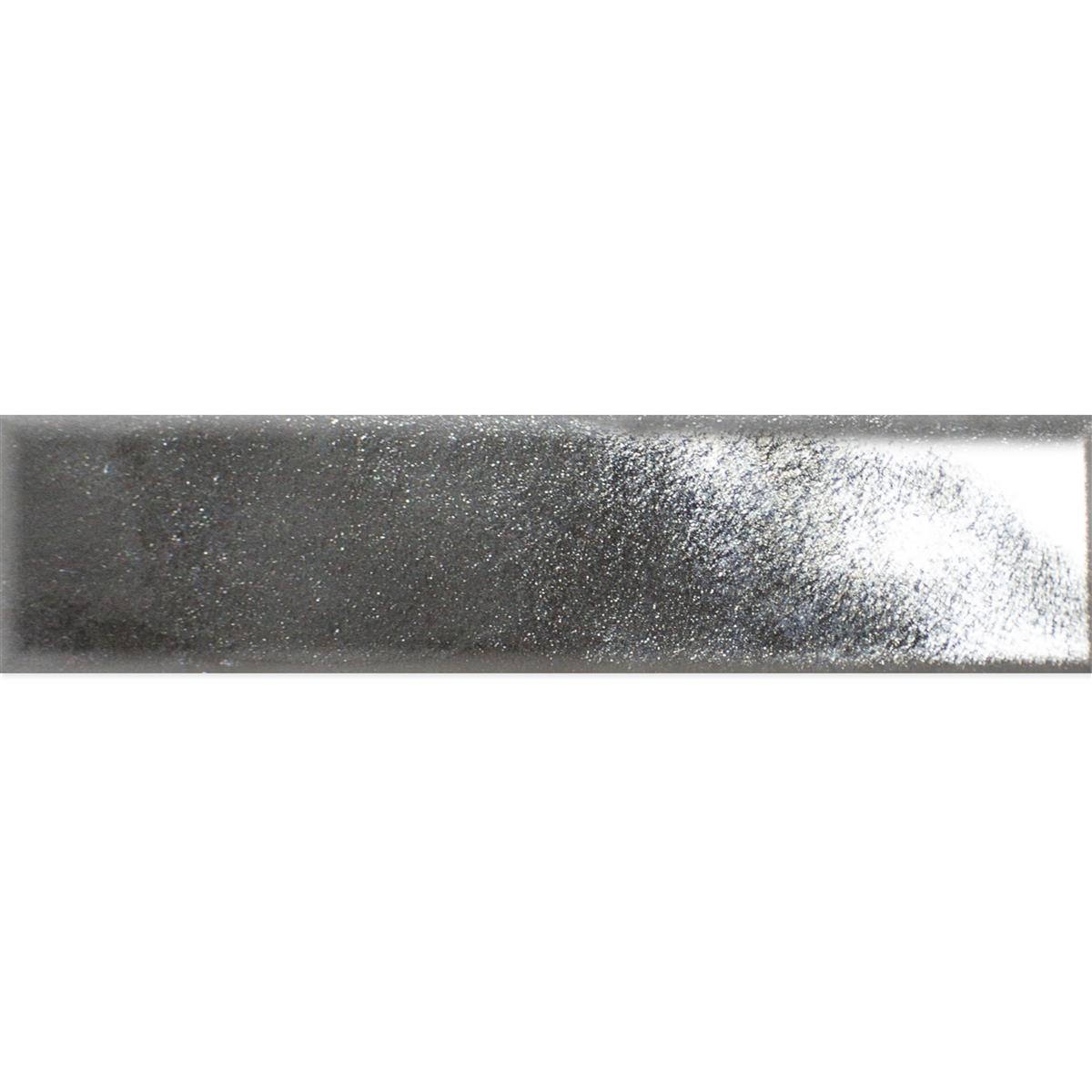 Wandfliesen Tamaris Flora Glänzend Gewellt Silber 5x25cm 