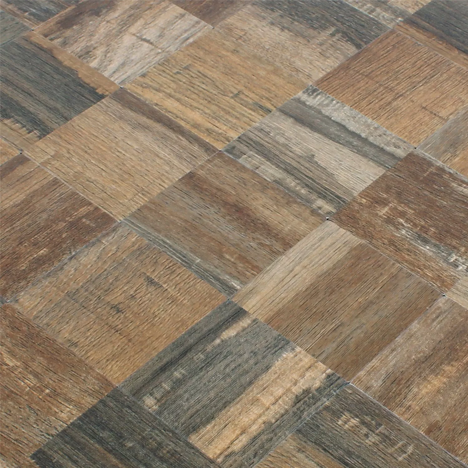 Muster von Mosaikfliesen Holzoptik Metall Selbstklebend Reynosa Braun