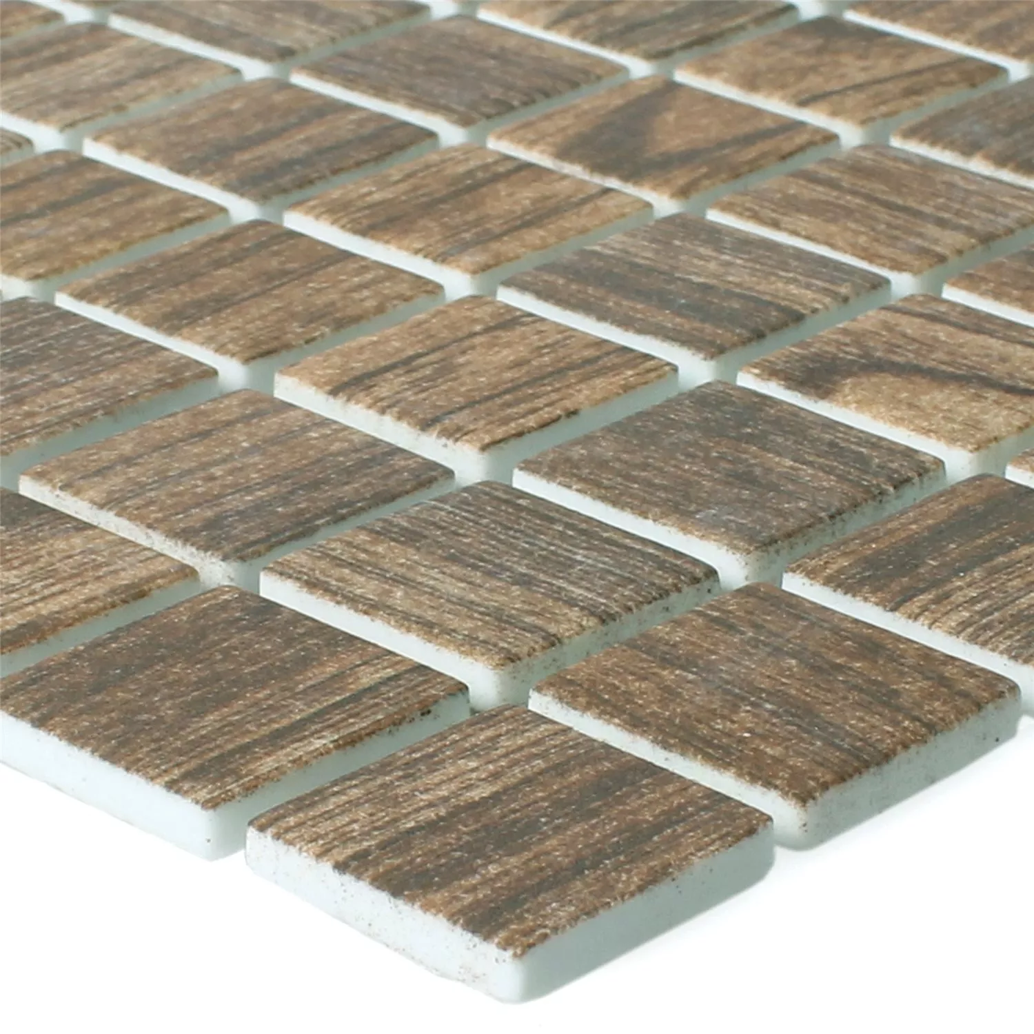 Muster von Mosaikfliesen Glas Valetta Holzstruktur Braun