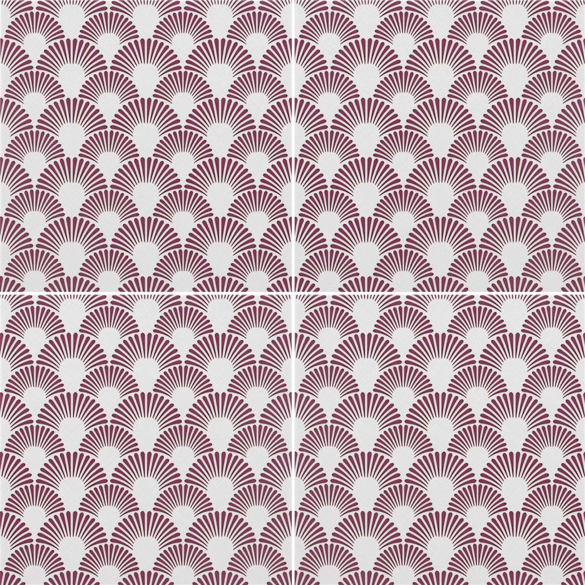 Muster von Bodenfliesen Zementoptik Wildflower Rosa Dekor 18,5x18,5cm 