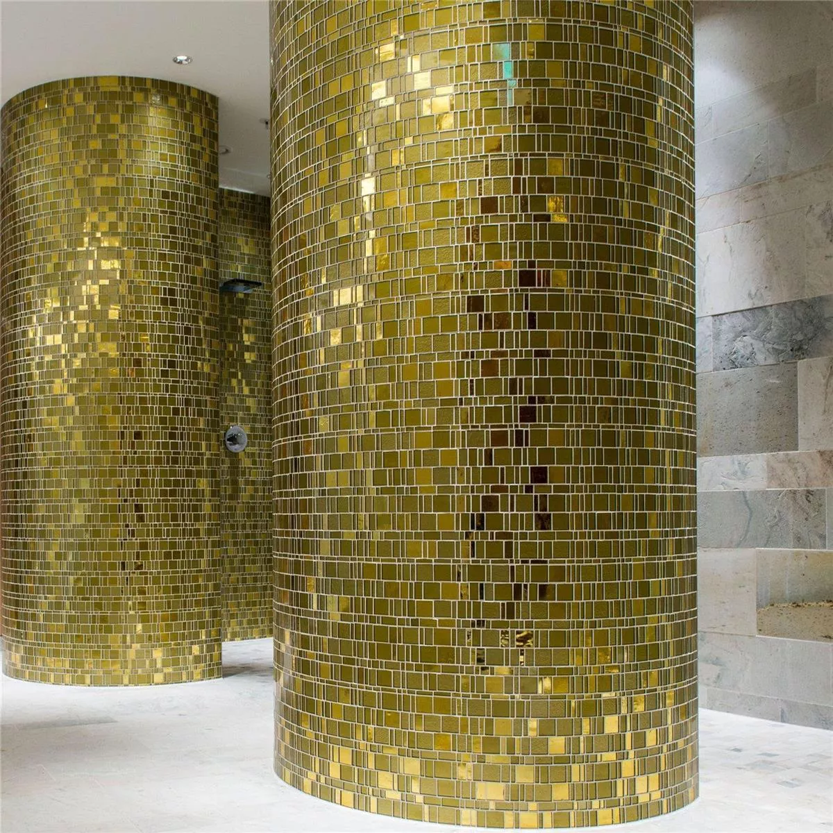 Glas Fliesen Trend Recycling Mosaik Liberty Topaz Gold
