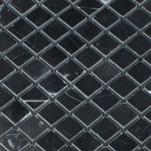 Mosaikfliesen Marmor 15x15x8mm Schwarz Poliert