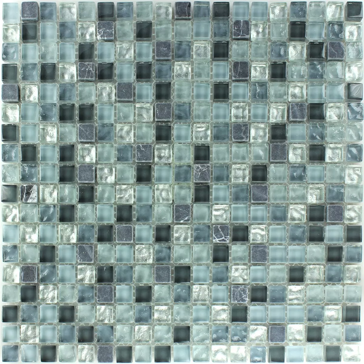 Muster von Mosaikfliesen Marmor Glas Grau Mix 