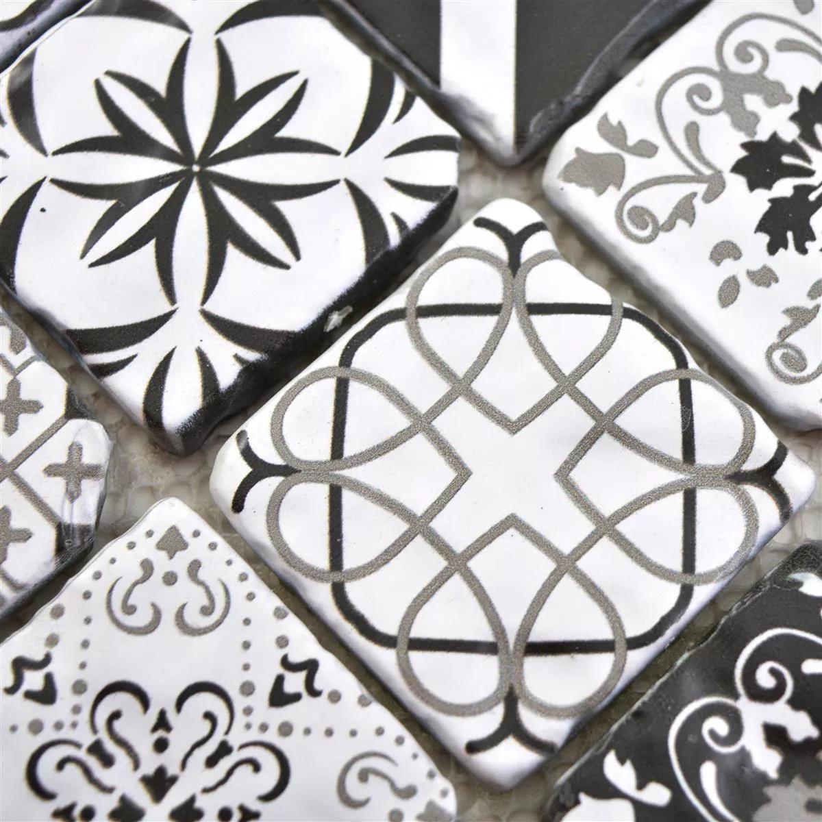 Mosaico Di Vetro Piastrelle Starlite Retro Nero Bianco 48