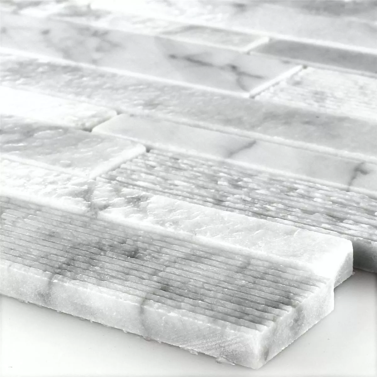 Mosaikfliesen Marmor Stäbchen Gefräst Weiss