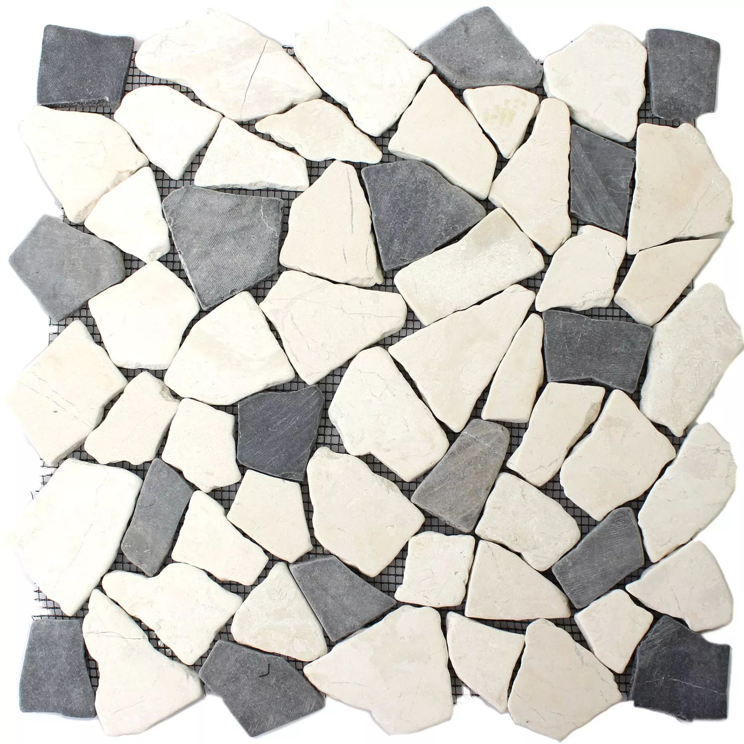 Muster von Mosaikfliesen Marmor Bruch Biancone Java