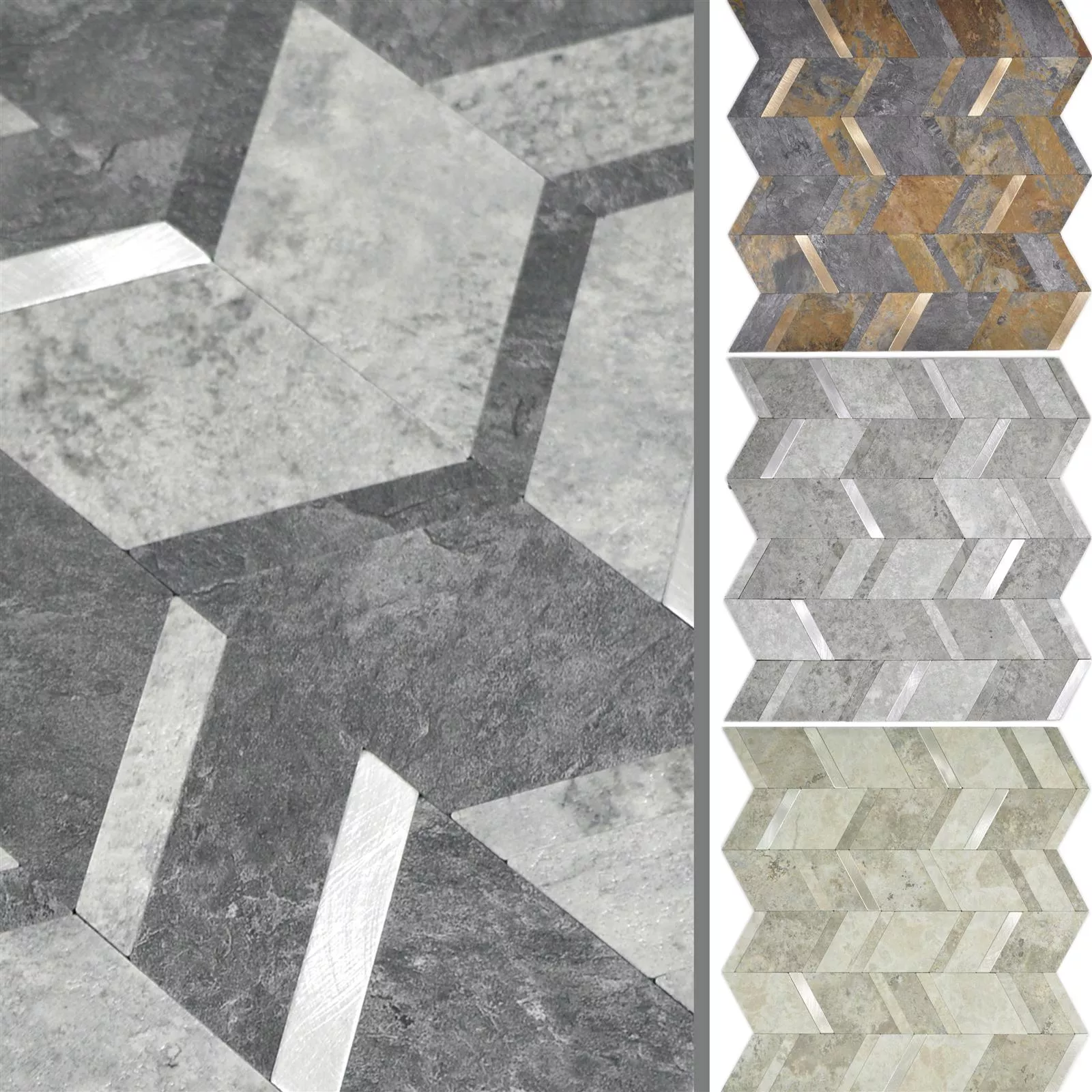 Muster von Vinyl Mosaikfliesen Meridian Steinoptik