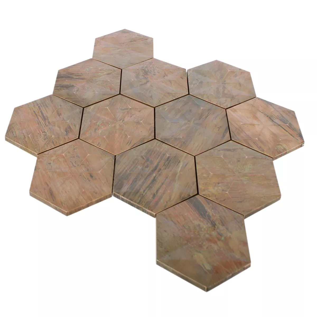 Métal Cuivre Mosaïque Carrelage Myron Hexagone 3D