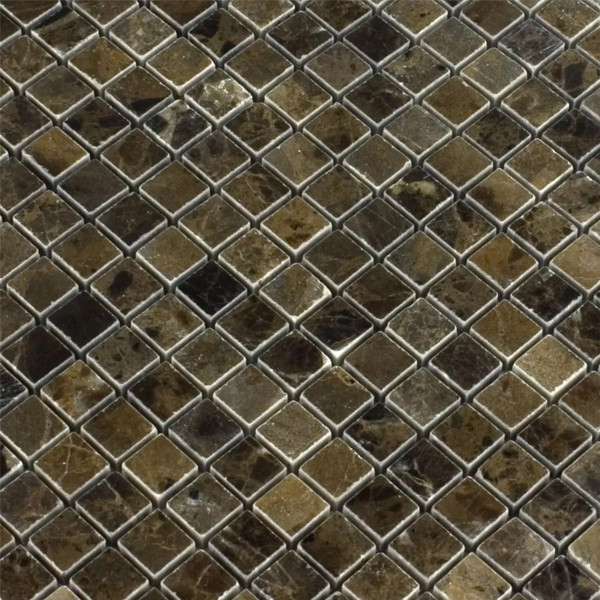 Mosaikfliesen Marmor Braun Poliert 15x15x7,5mm