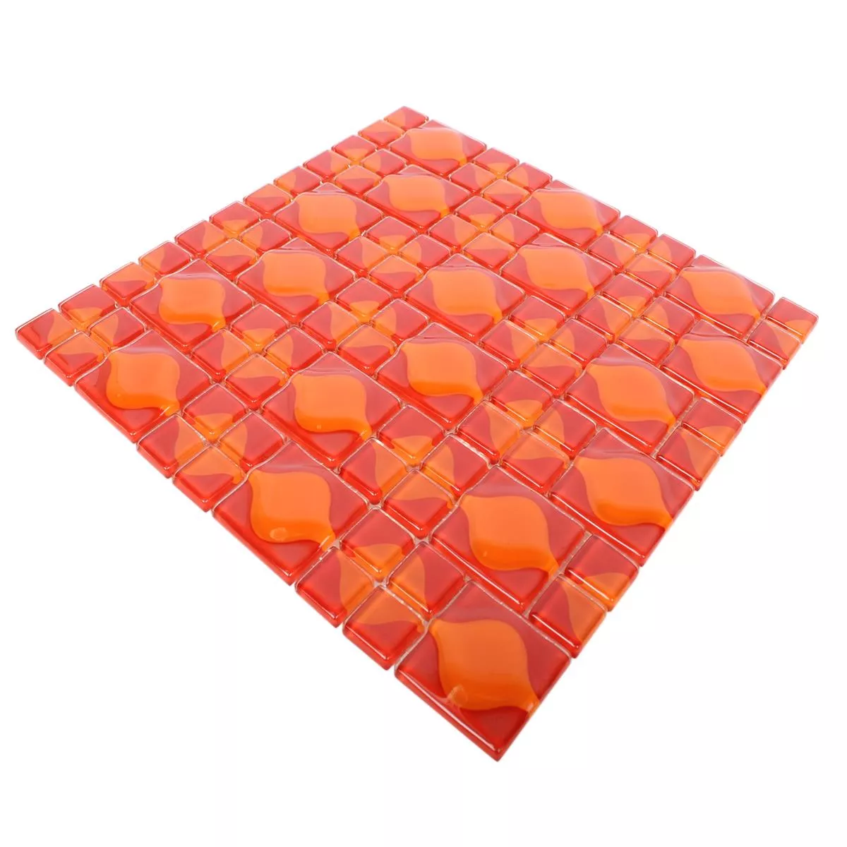 Glasmosaik Fliesen Nokta Rot Orange 3D