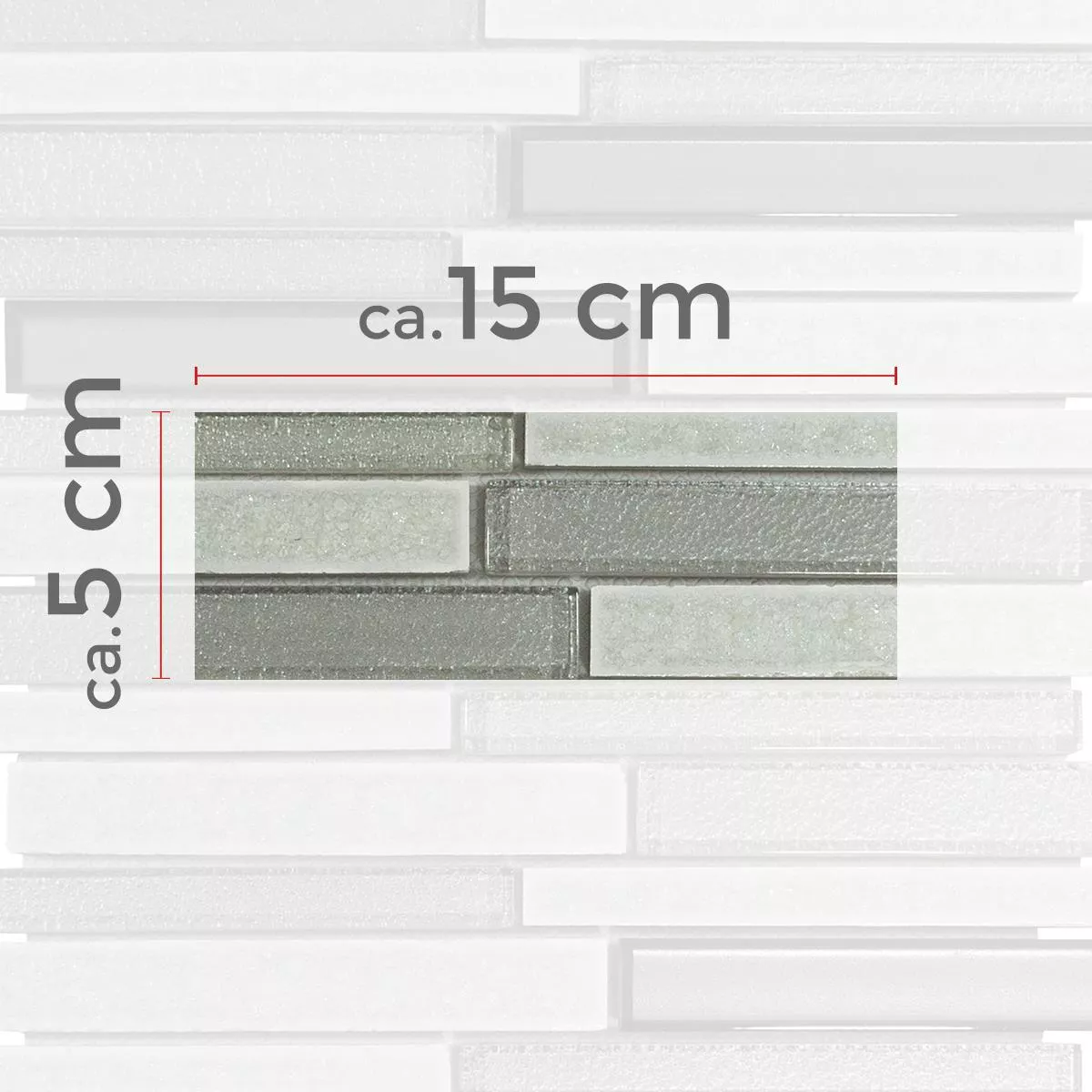 Muster von Glas Naturstein Mosaik Crystal Springs Brick Weiß