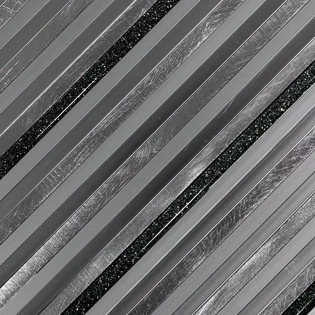 Aluminium Metall Mosaik Fliesen Bilbao Stripes Schwarz
